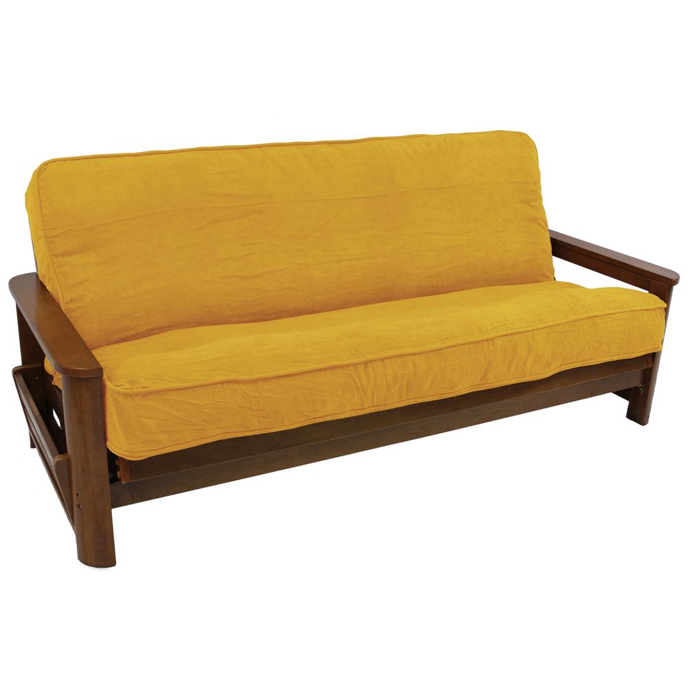 Solid Microsuede Double Corded 8 to 9-inch Full Futon Cover. Picture 1
