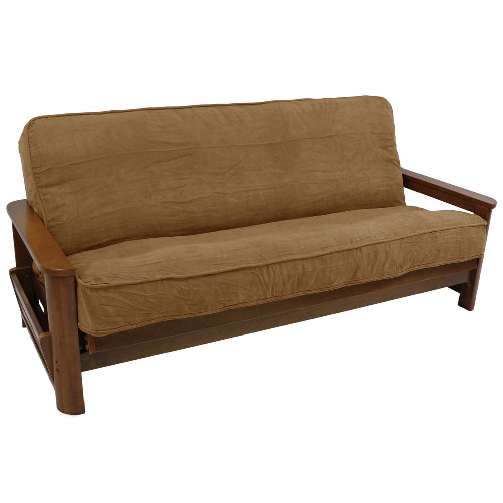 Solid Microsuede Double Corded 8 to 9-inch Full Futon Cover. Picture 1