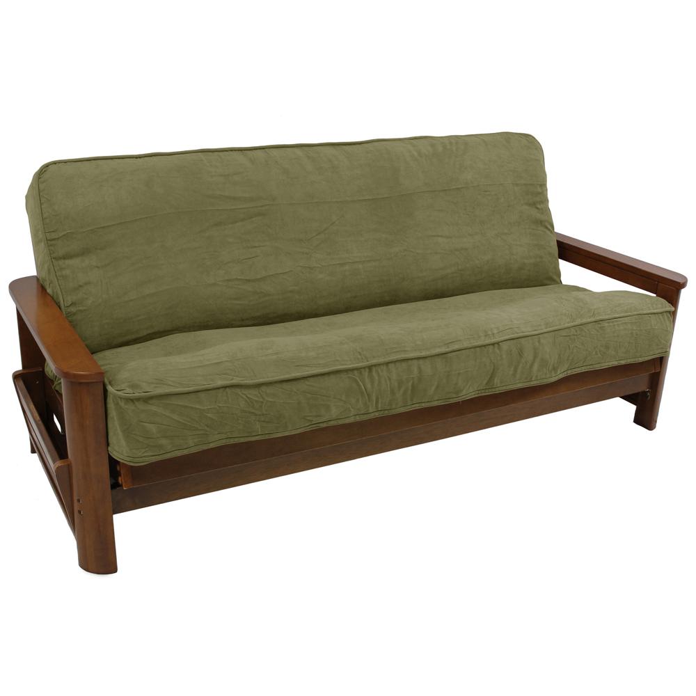 Solid Microsuede Double Corded 8 to 9-inch Full Futon Cover. Picture 1