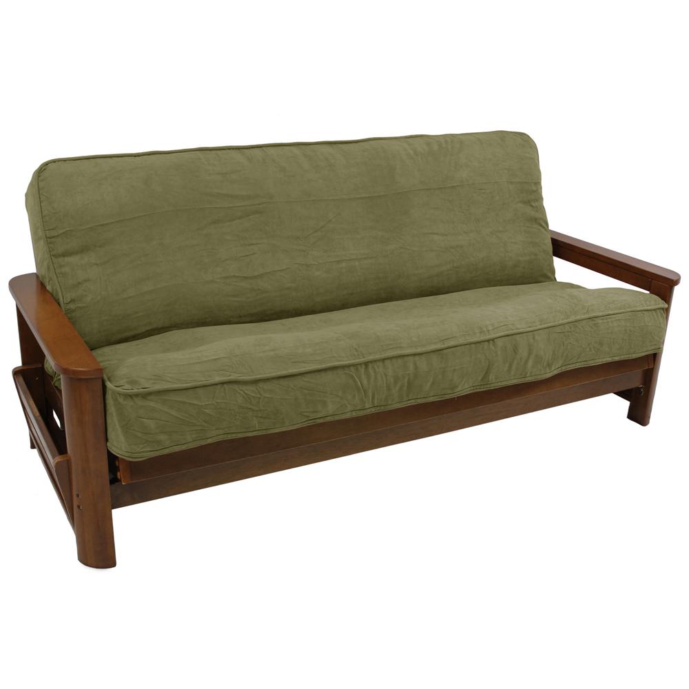 Solid Microsuede Double Corded 8 to 9-inch Full Futon Cover. Picture 1