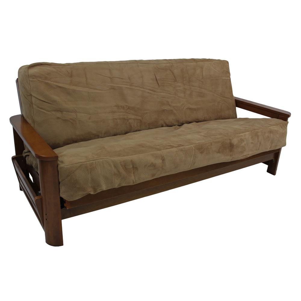 Solid Foam-Backed Microsuede 8 to 9-inch Full Futon Cover 9687-FAUX-TN. Picture 1