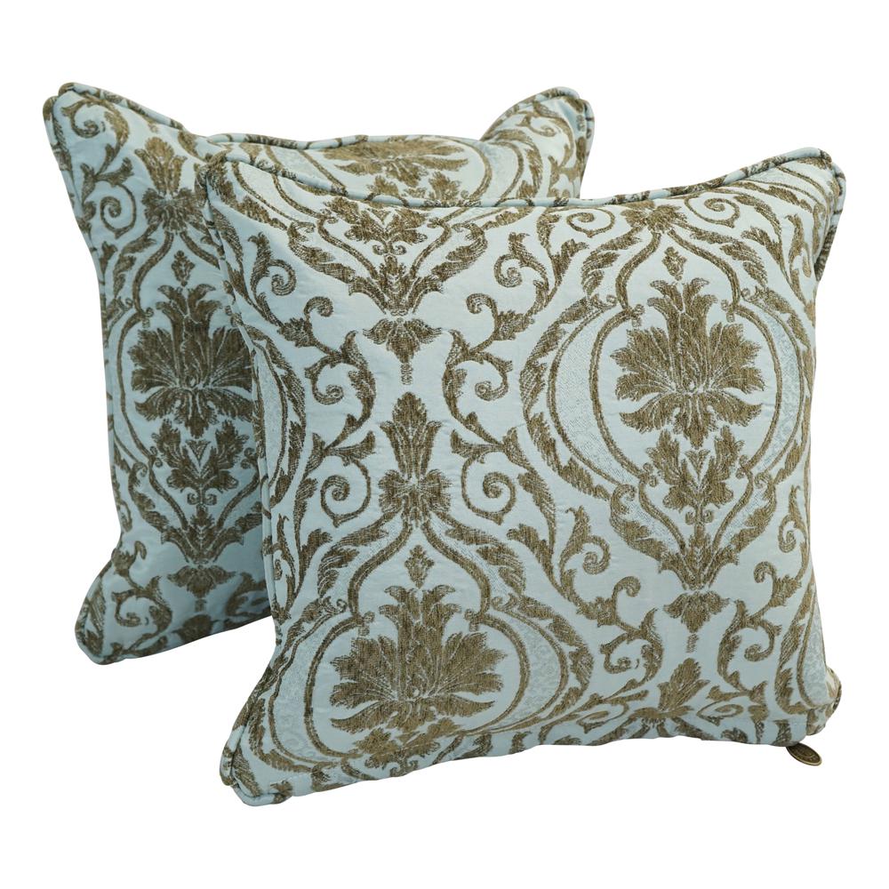 18-inch Double-corded Patterned Jacquard Chenille Square Throw Pillows with Inserts (Set of 2)  9810-CD-S2-JCH-CO-32. Picture 1