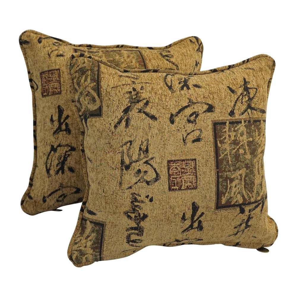 18-inch Double-corded Patterned Jacquard Chenille Square Throw Pillows with Inserts (Set of 2)  9810-CD-S2-JCH-CO-38. Picture 1