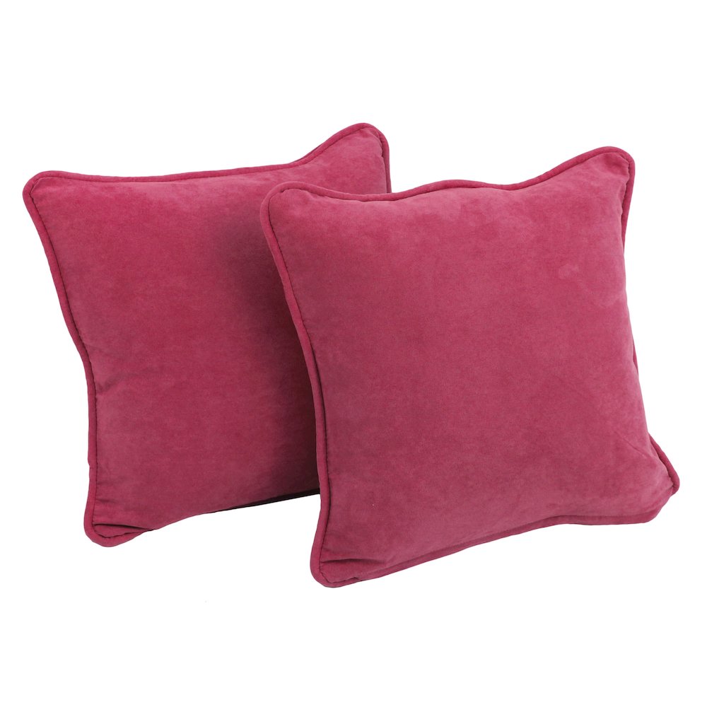 18-inch Double-corded Solid Microsuede Square Throw Pillows (Set of 2). Picture 1