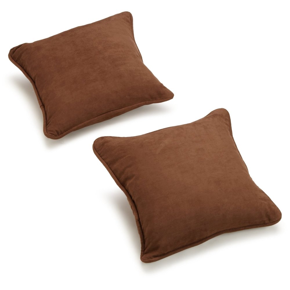 18-inch Double-corded Solid Microsuede Square Throw Pillows (Set of 2). Picture 2