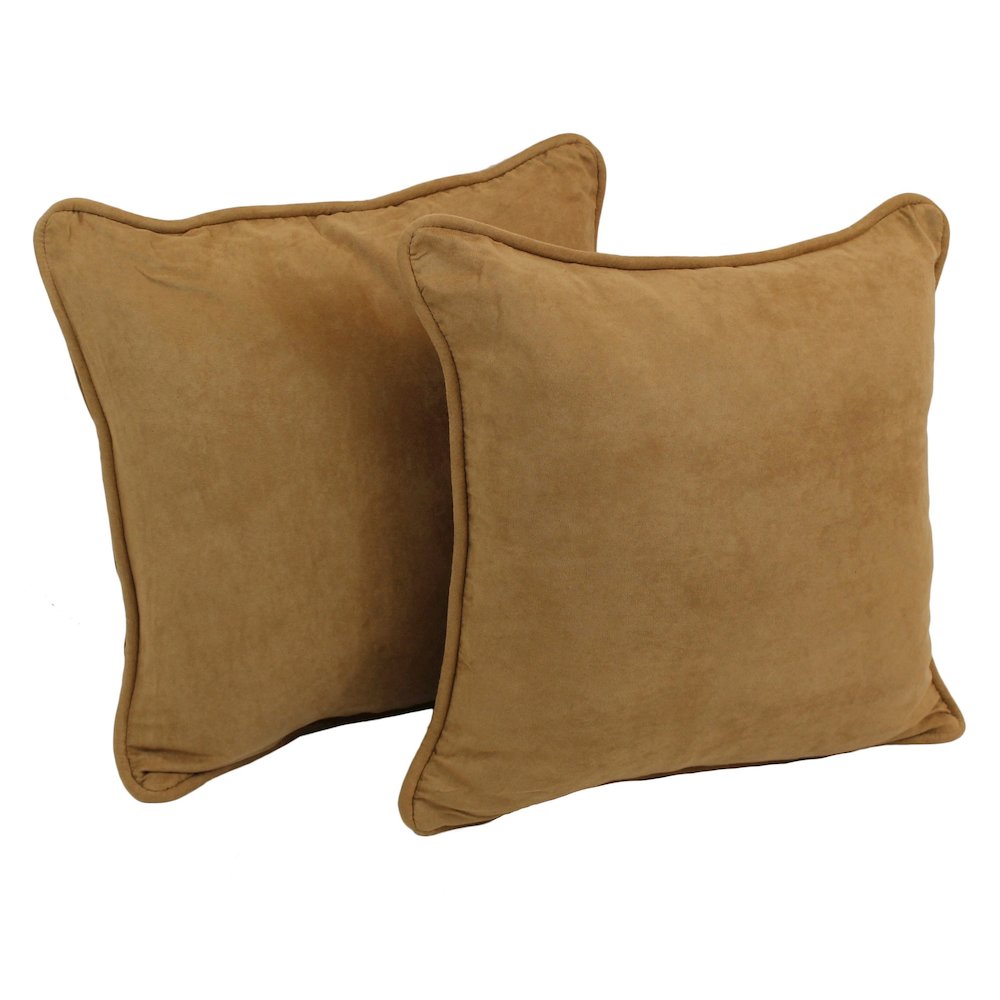 18-inch Double-corded Solid Microsuede Square Throw Pillows (Set of 2). Picture 1