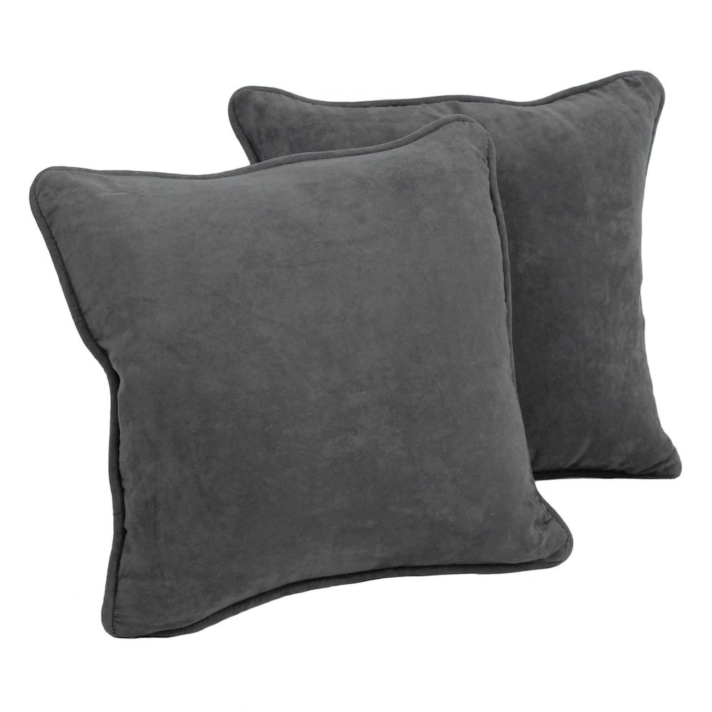 18-inch Double-corded Solid Microsuede Square Throw Pillows (Set of 2). Picture 1