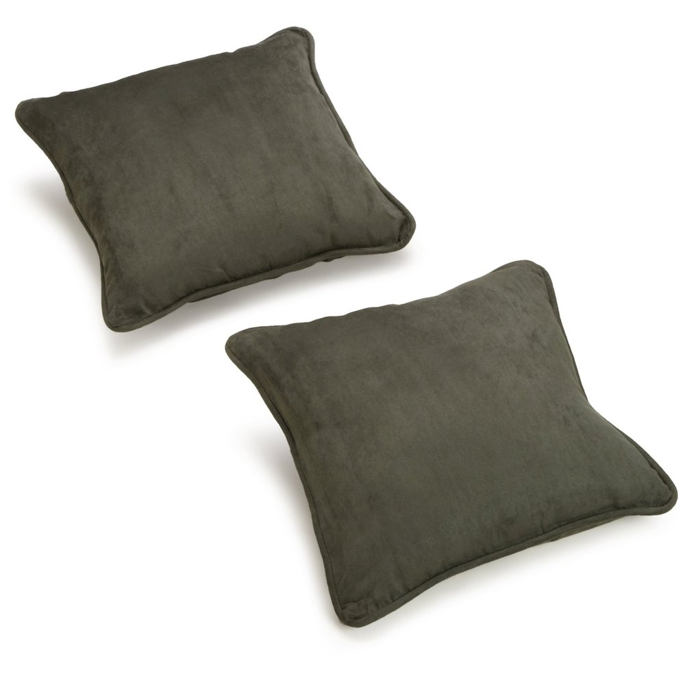 18-inch Double-corded Solid Microsuede Square Throw Pillows (Set of 2). Picture 2
