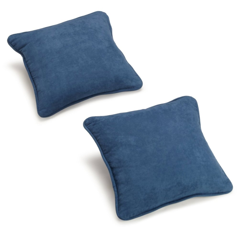 18-inch Double-corded Solid Microsuede Square Throw Pillows (Set of 2). Picture 2