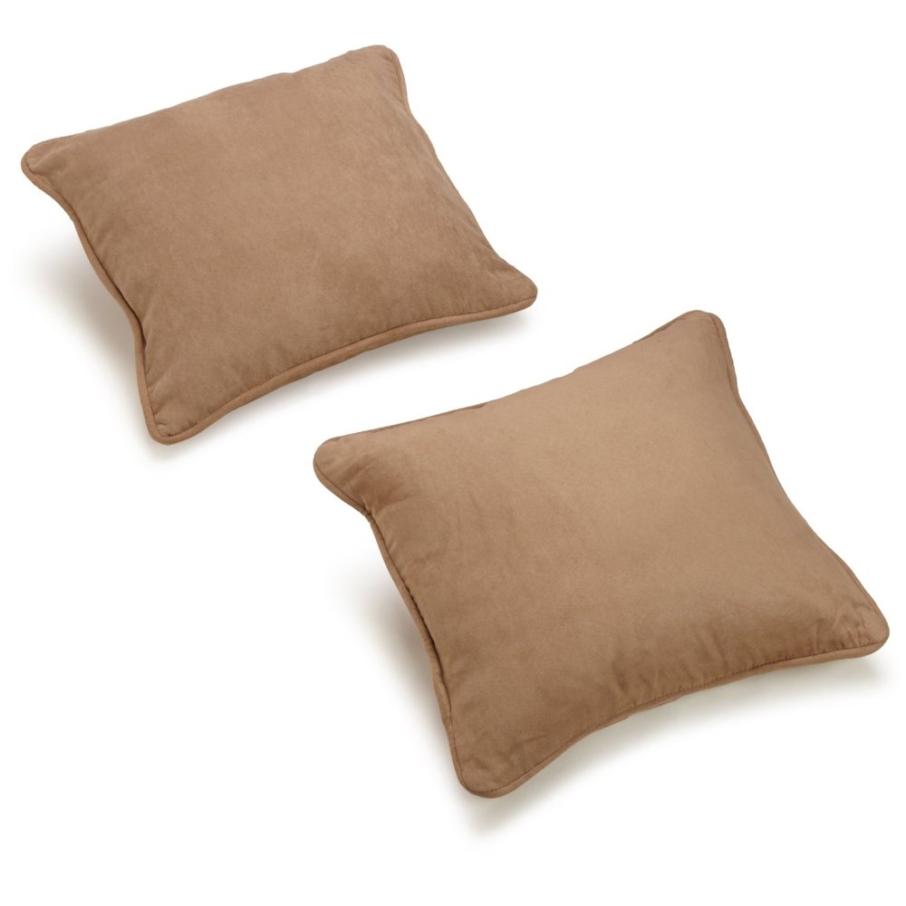 18-inch Double-corded Solid Microsuede Square Throw Pillows (Set of 2). Picture 2