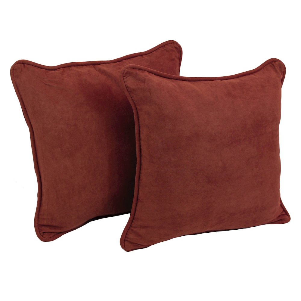 18-inch Double-corded Solid Microsuede Square Throw Pillows (Set of 2). Picture 1