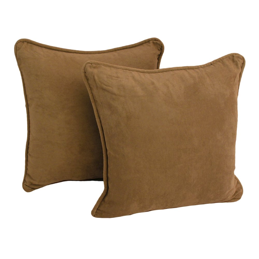 18-inch Double-corded Solid Microsuede Square Throw Pillows (Set of 2). Picture 1
