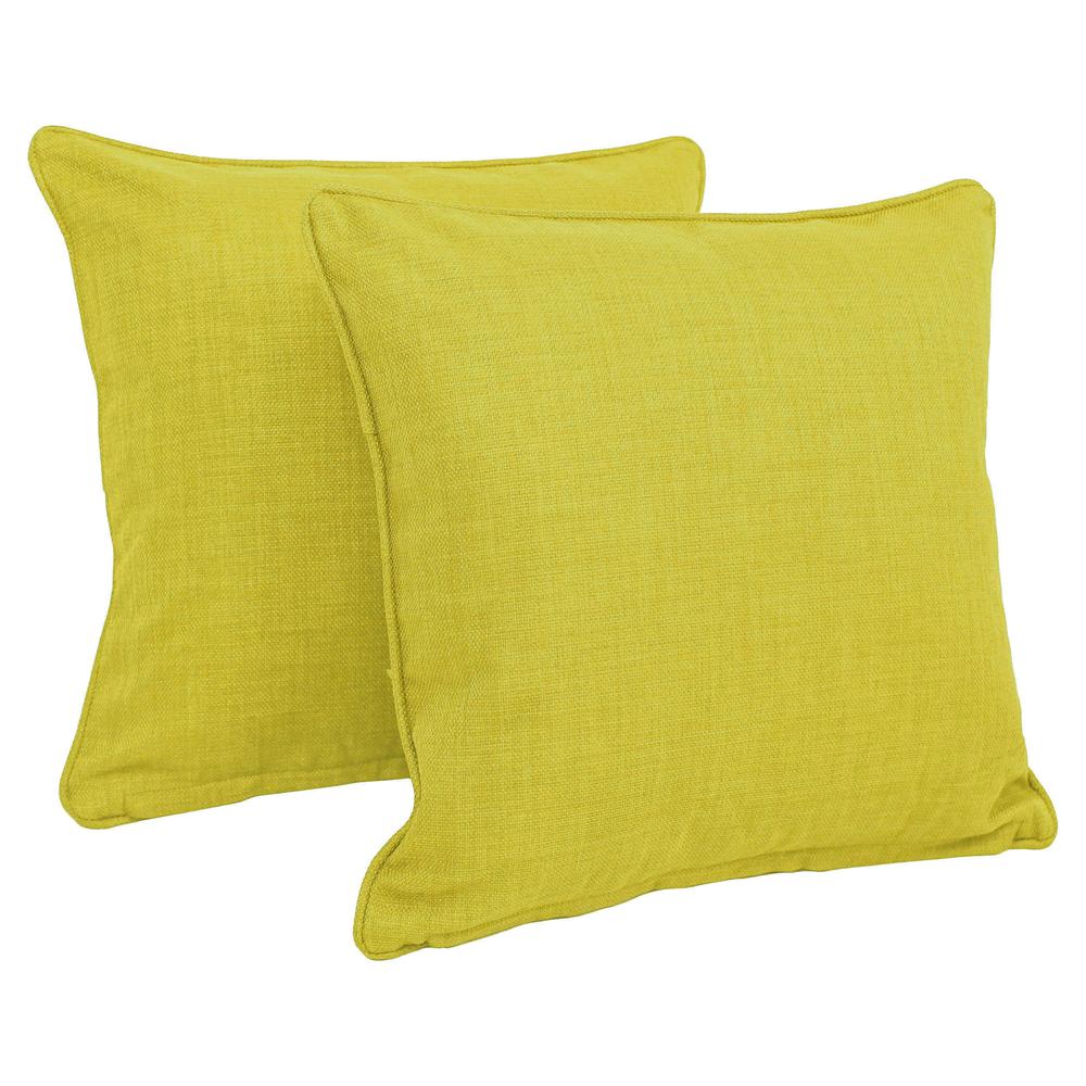 18-inch Double-corded Solid Outdoor Spun Polyester Square Throw Pillows with Inserts (Set of 2), Lime. Picture 1