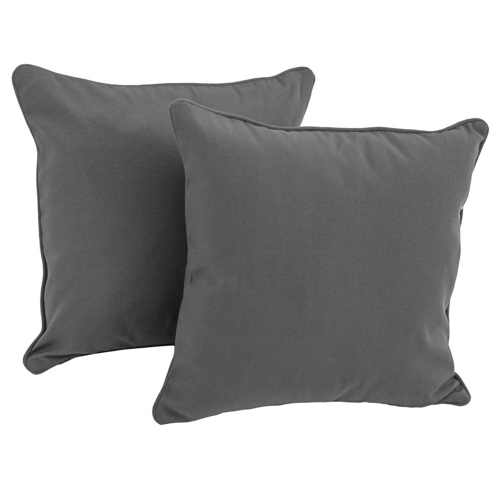 18-inch Double-corded Solid Twill Square Throw Pillows with Inserts (Set of 2) 9810-CD-S2-TW-GY. Picture 1