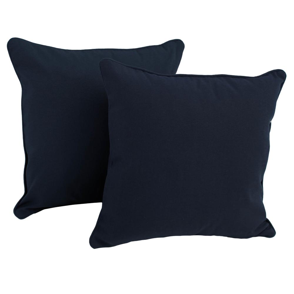 18-inch Double-corded Solid Twill Square Throw Pillows with Inserts (Set of 2) 9810-CD-S2-TW-NV. Picture 1