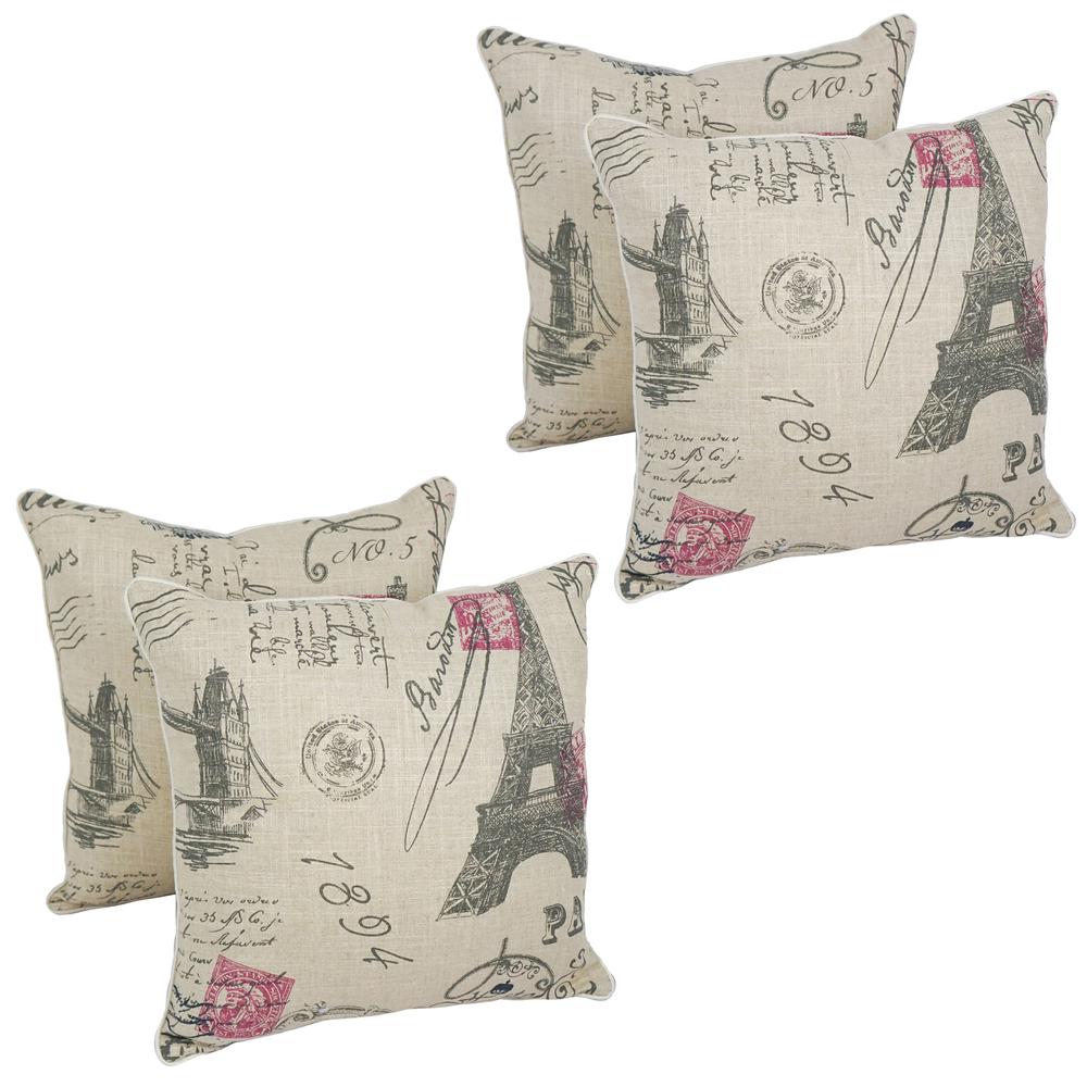 Blazing Needles 18-inch Corded Throw Pillows with Inserts (Set of 4). Picture 1