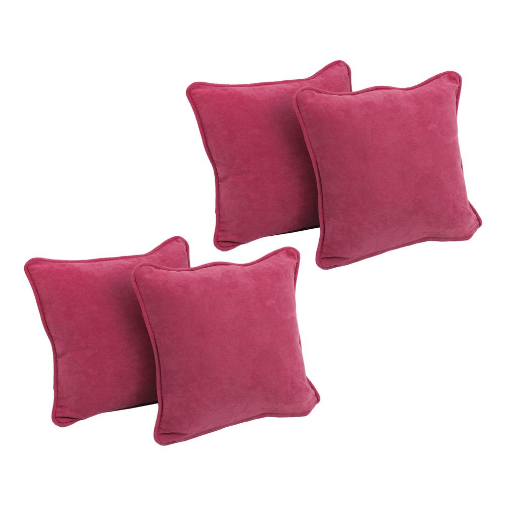 18-inch Double-corded Solid Microsuede Square Throw Pillows with Inserts (Set of 4) 9810-CD-S4-MS-BB. Picture 1