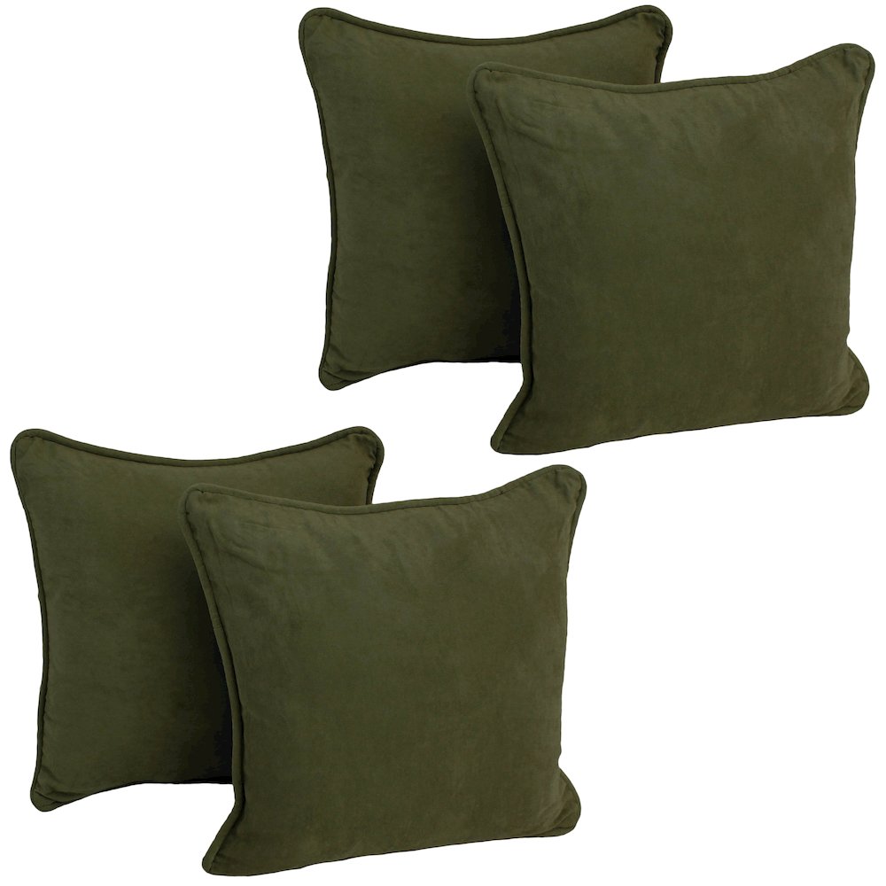 18-inch Double-corded Solid Microsuede Square Throw Pillows (Set of 4). Picture 1