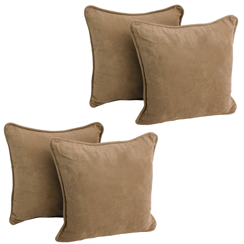 18-inch Double-corded Solid Microsuede Square Throw Pillows (Set of 4). Picture 1