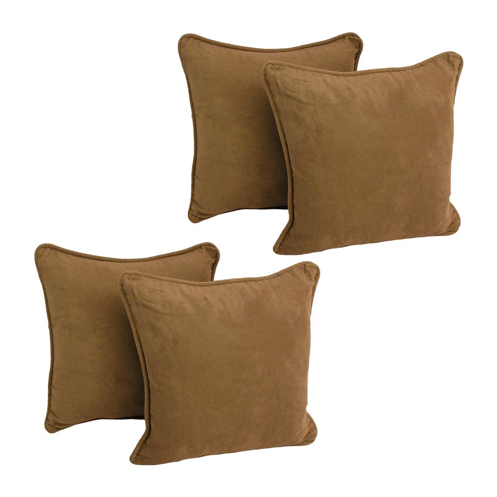 18-inch Double-corded Solid Microsuede Square Throw Pillows with Inserts (Set of 4) 9810-CD-S4-MS-SB. Picture 1