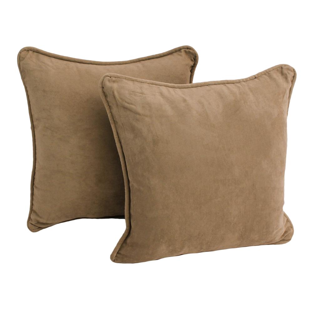 18-inch Double-corded Solid Microsuede Square Throw Pillows with Inserts (Set of 2). Picture 1