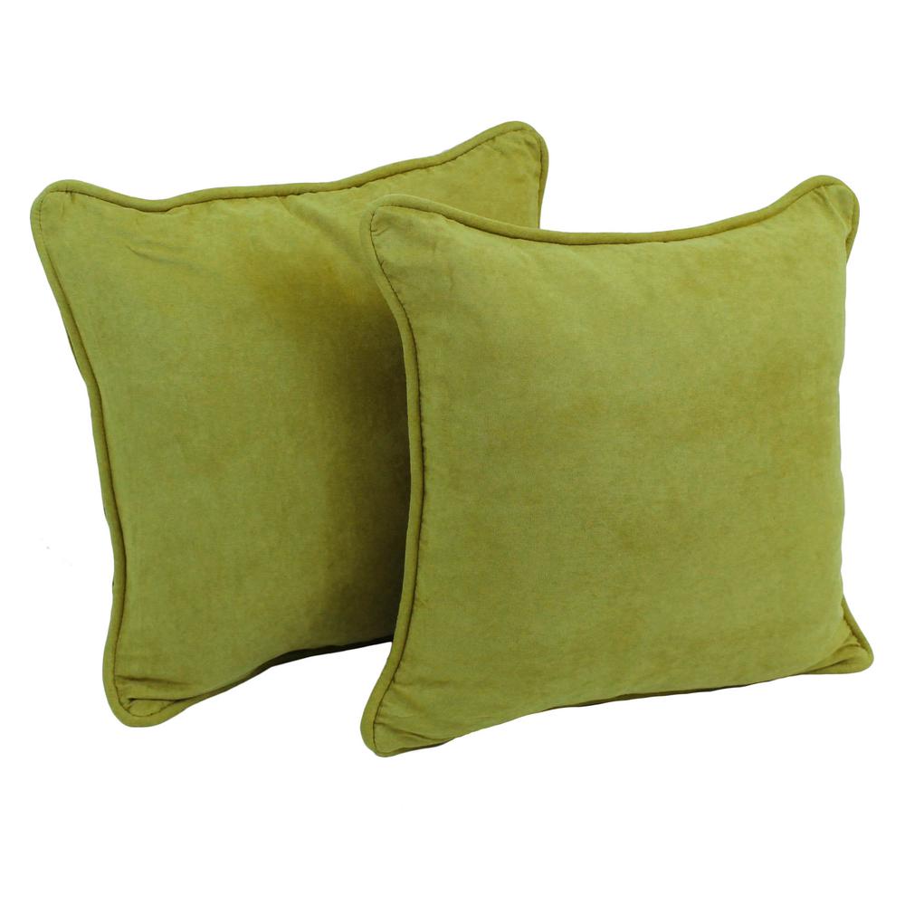 18-inch Double-corded Solid Microsuede Square Throw Pillows with Inserts (Set of 2). Picture 1