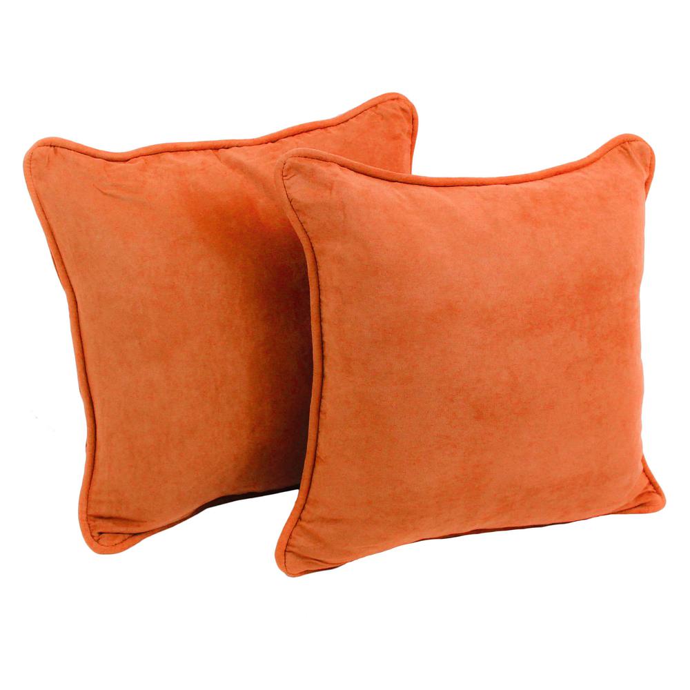 18-inch Double-corded Solid Microsuede Square Throw Pillows with Inserts (Set of 2). Picture 1