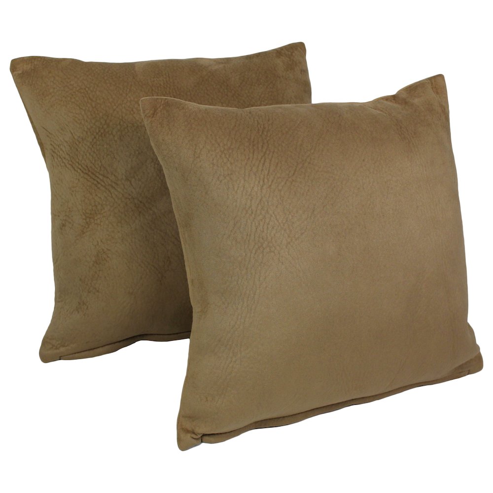 18-inch Solid Faux Suede Square Throw Pillows (Set of 2). Picture 1