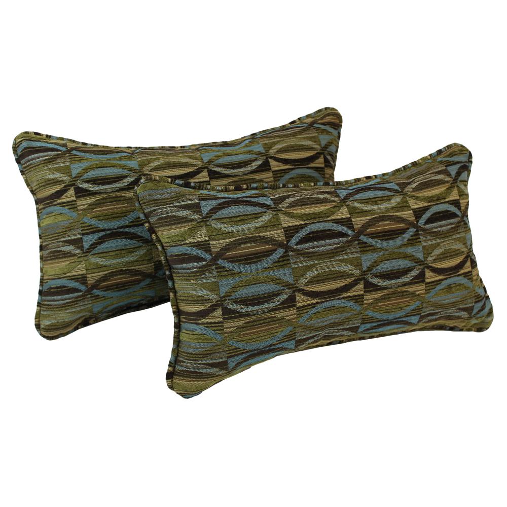 18-inch Double-corded Patterned Jacquard Chenille Rectangular Throw Pillows with Inserts (Set of 2), Earthen Waves. Picture 1