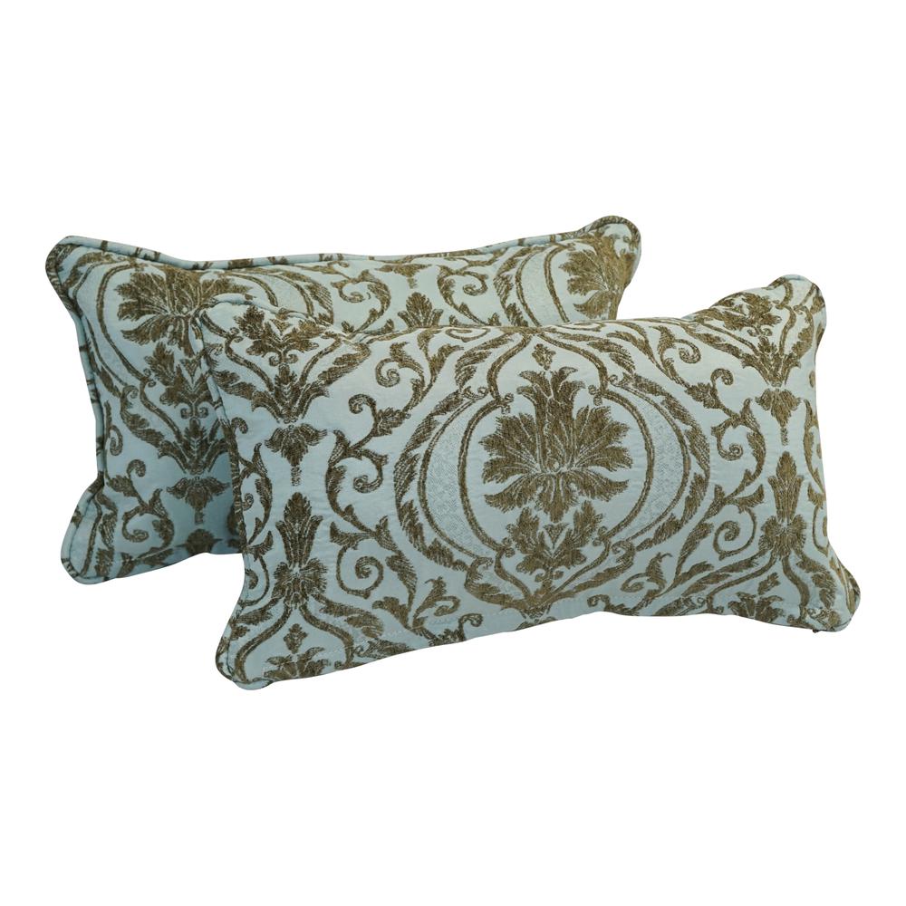 18-inch Double-corded Patterned Jacquard Chenille Rectangular Throw Pillows with Inserts (Set of 2)  9811-CD-S2-JCH-CO-32. Picture 1