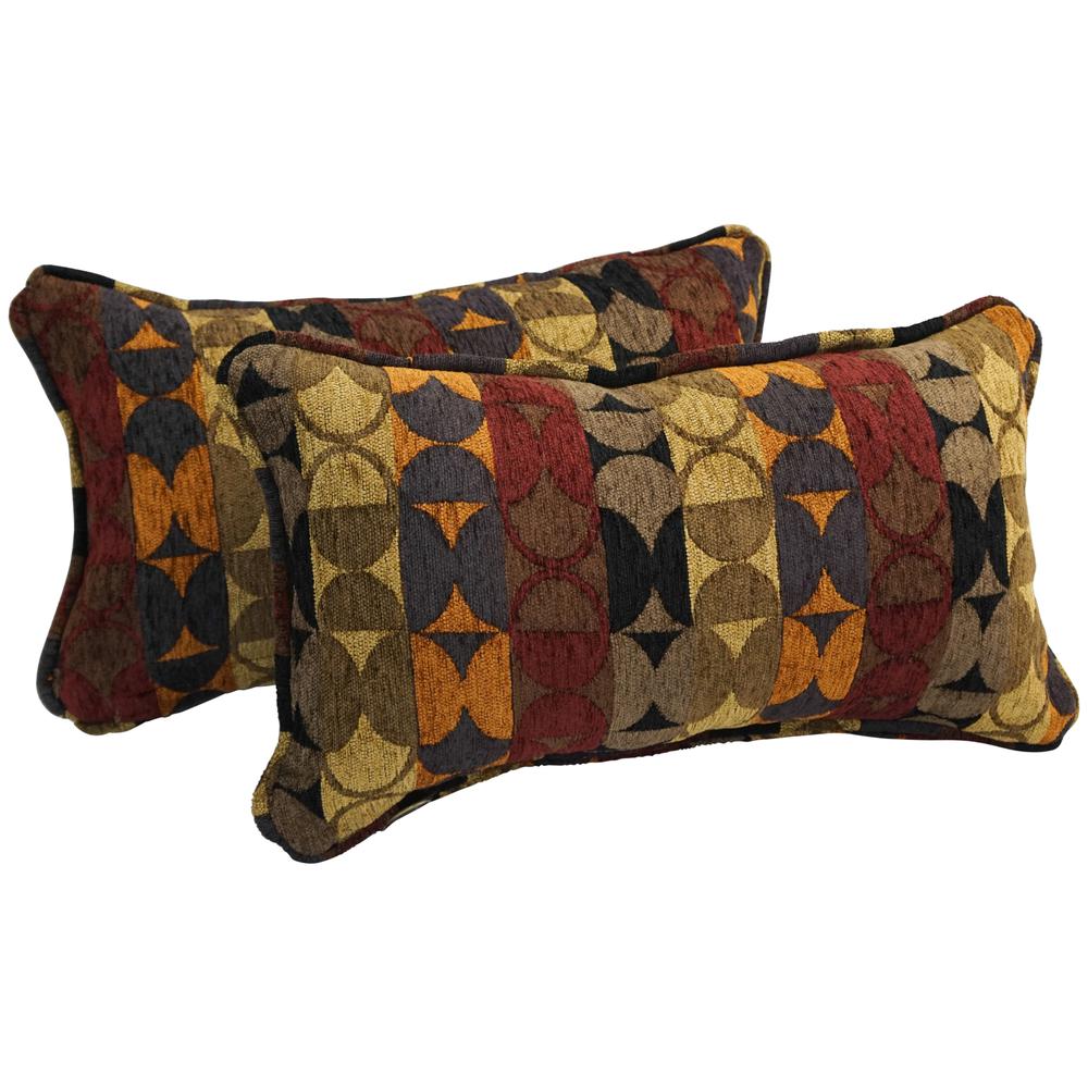 18-inch Double-corded Patterned Jacquard Chenille Rectangular Throw Pillows with Inserts (Set of 2)  9811-CD-S2-JCH-CO-37. Picture 1