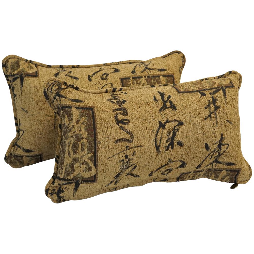 18-inch Double-corded Patterned Jacquard Chenille Rectangular Throw Pillows with Inserts (Set of 2)  9811-CD-S2-JCH-CO-38. Picture 1