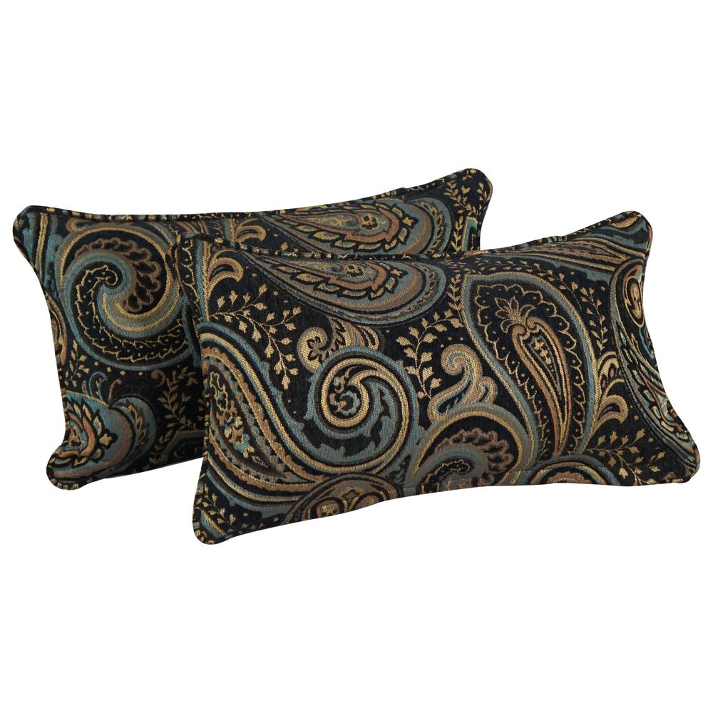 18-inch Double-corded Patterned Jacquard Chenille Rectangular Throw Pillows with Inserts (Set of 2)  9811-CD-S2-JCH-CO-41. Picture 1