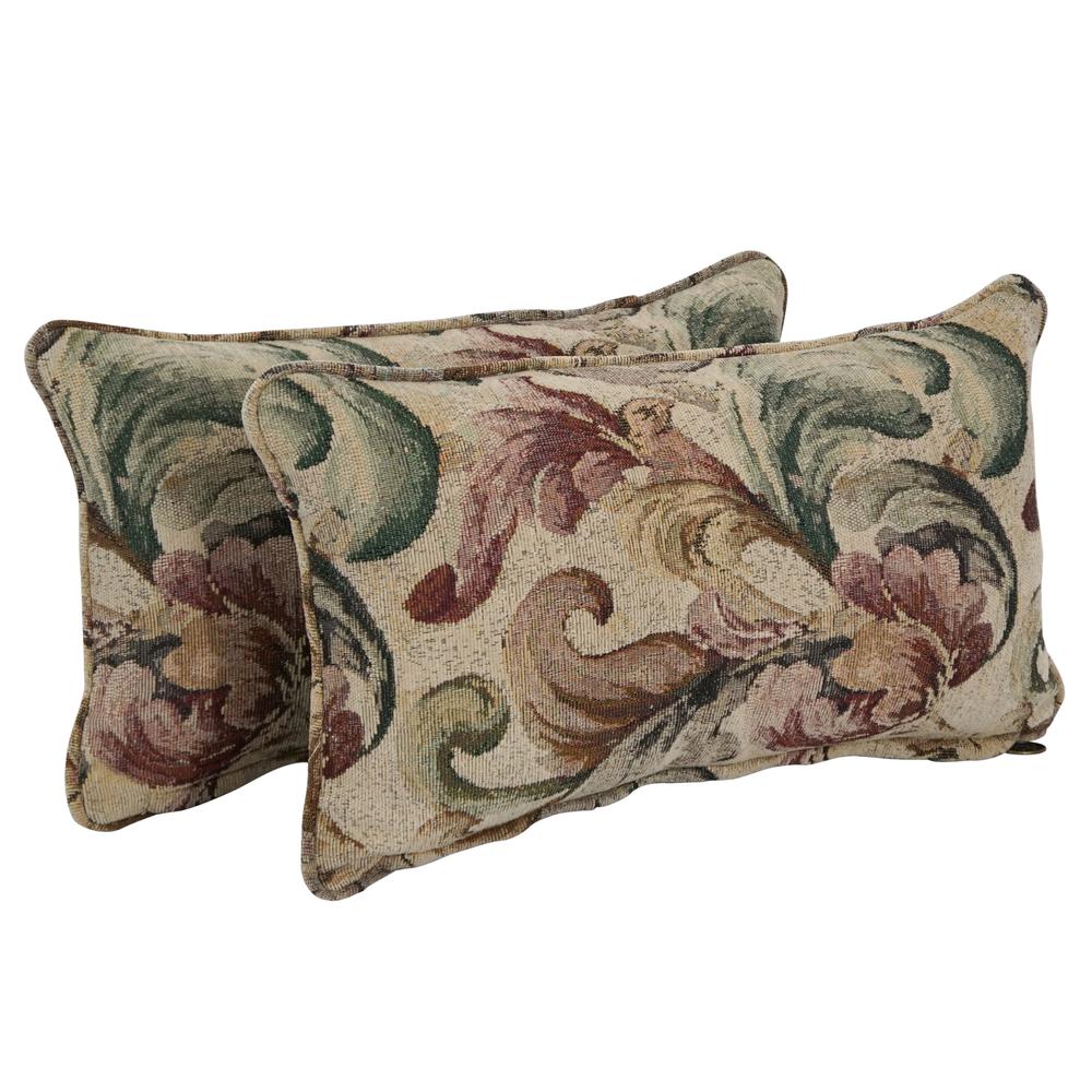 18-inch Double-corded Patterned Jacquard Chenille Rectangular Throw Pillows with Inserts (Set of 2)  9811-CD-S2-JCH-CO-42. Picture 1