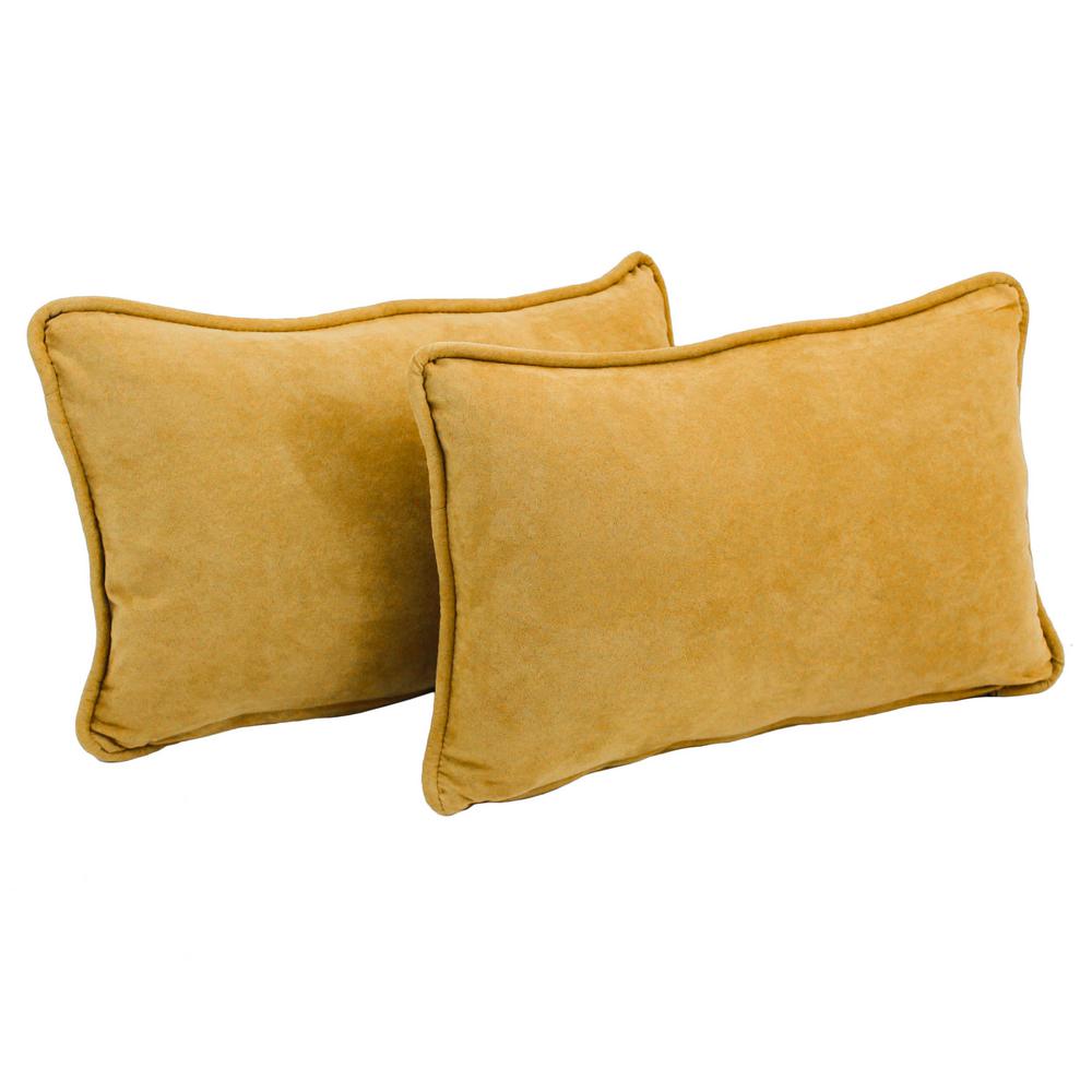 20-inch by 12-inch Double-corded Solid Microsuede Back Support Pillows with Inserts (Set of 2)  9811-CD-S2-MS-LM. Picture 1