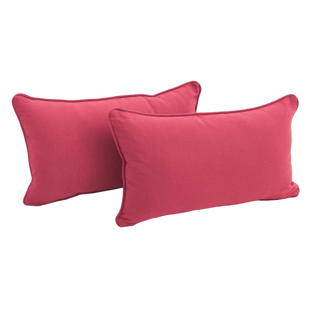 20-inch by 12-inch Double-corded Solid Twill Back Support Pillows with Inserts (Set of 2), Bery Berry. Picture 1
