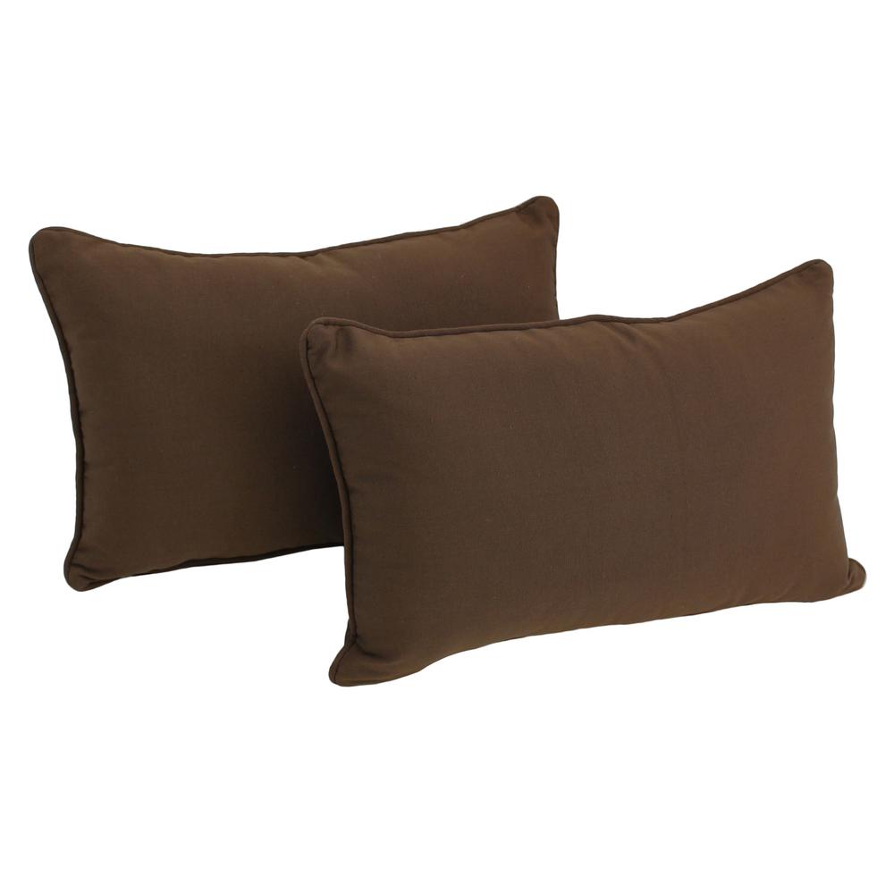20-inch by 12-inch Double-corded Solid Twill Back Support Pillows with Inserts (Set of 2), Chocolate. Picture 1