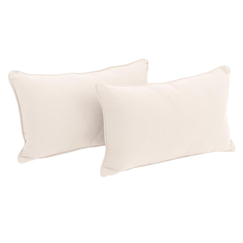 20-inch by 12-inch Double-corded Solid Twill Back Support Pillows with Inserts (Set of 2), Natural. Picture 1