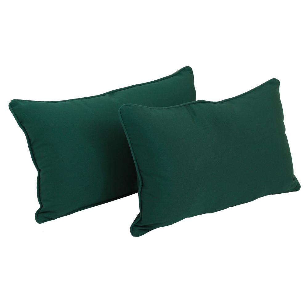 20-inch by 12-inch Double-corded Solid Twill Back Support Pillows with Inserts (Set of 2), Forest Green. Picture 1