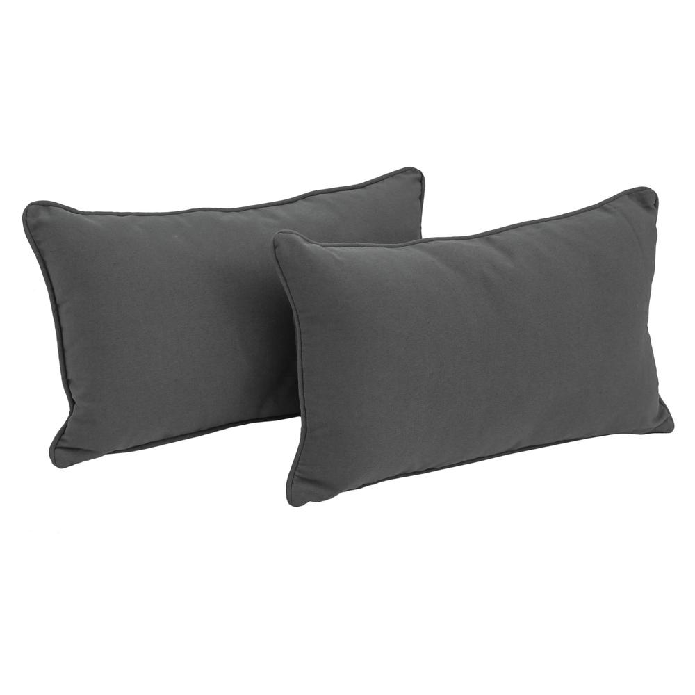 20-inch by 12-inch Double-corded Solid Twill Back Support Pillows with Inserts (Set of 2), Steel Grey. Picture 1