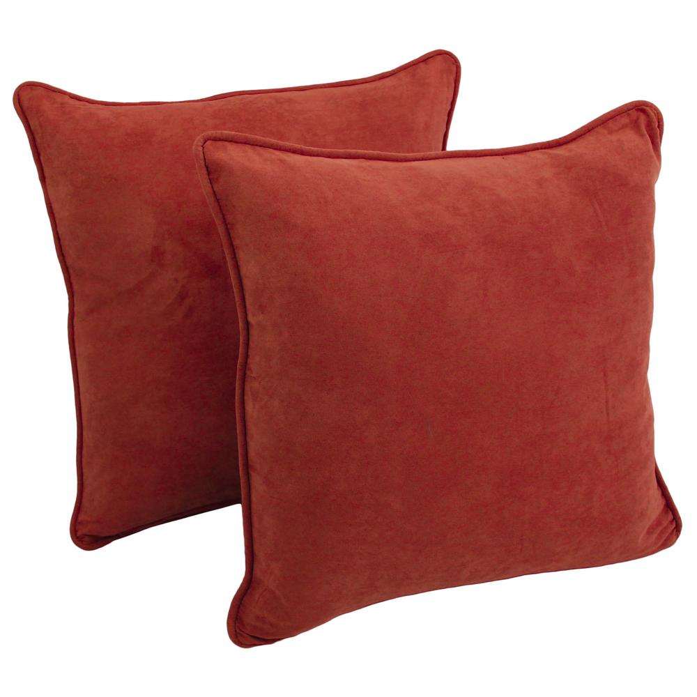 25-inch Double-corded Solid Microsuede Square Floor Pillows with Inserts (Set of 2) 9813-CD-S2-MS-CR. Picture 1