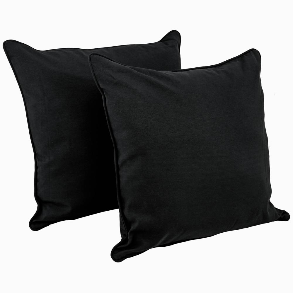25-inch Double-corded Solid Twill Square Floor Pillows with Inserts (Set of 2), Black. Picture 1
