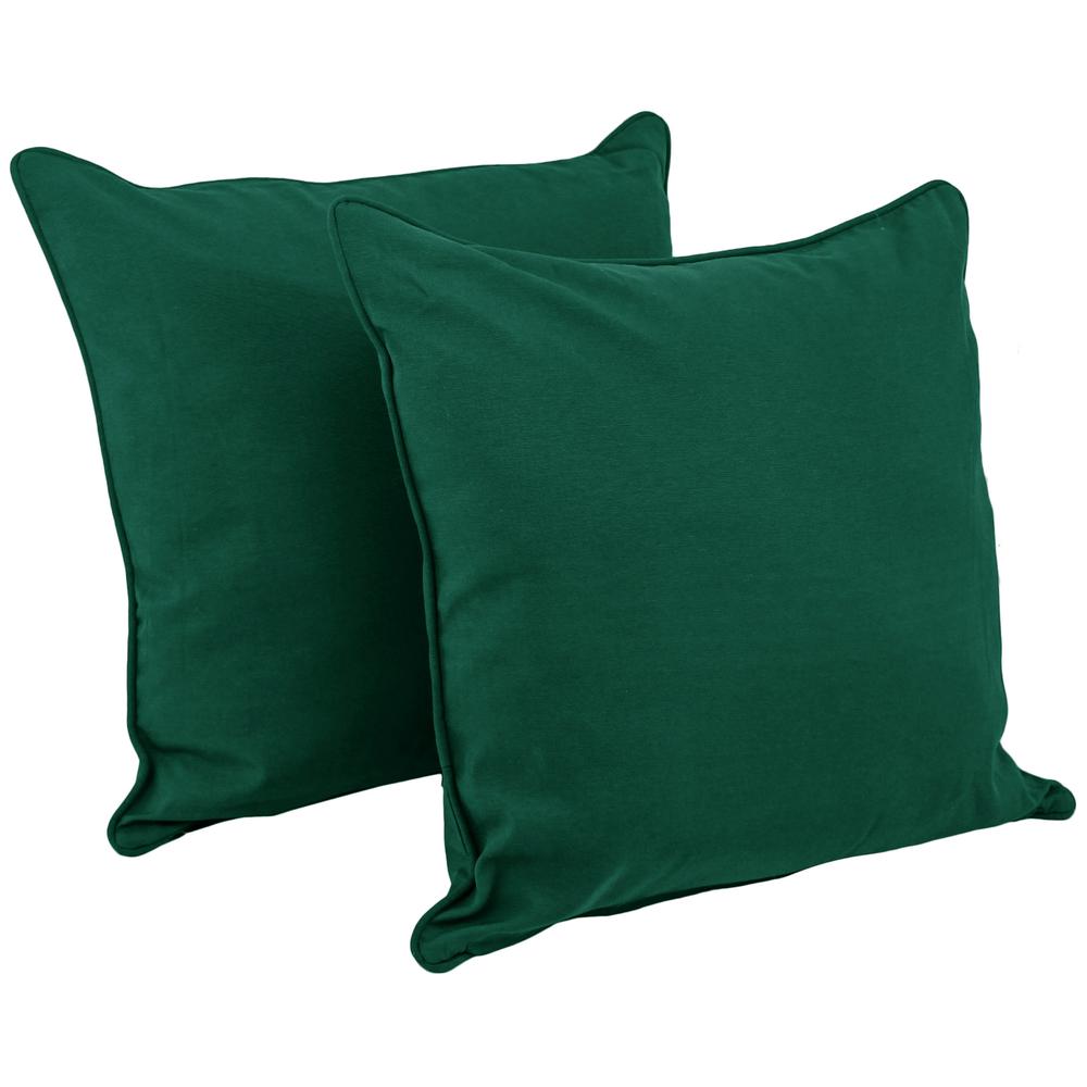 25-inch Double-corded Solid Twill Square Floor Pillows with Inserts (Set of 2), Forest Green. Picture 1