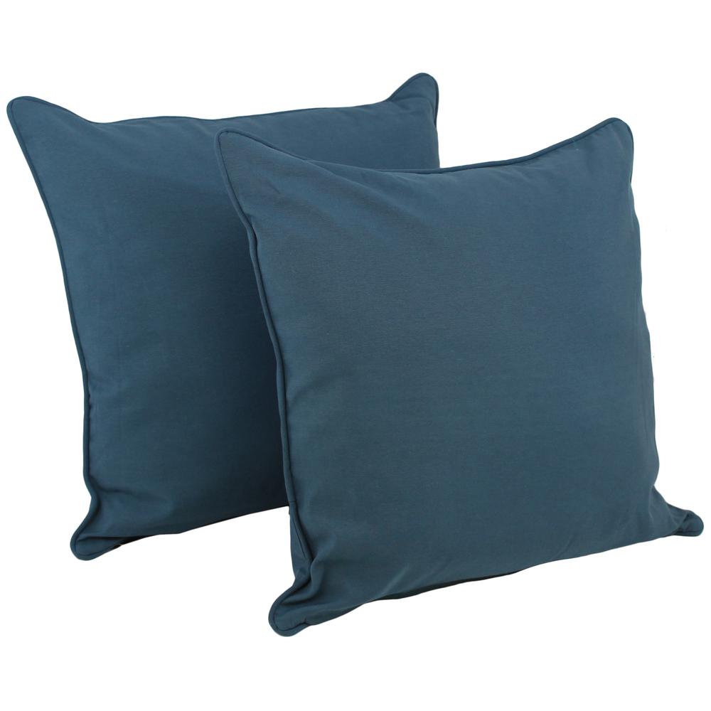 25-inch Double-corded Solid Twill Square Floor Pillows with Inserts (Set of 2), Indigo. Picture 1