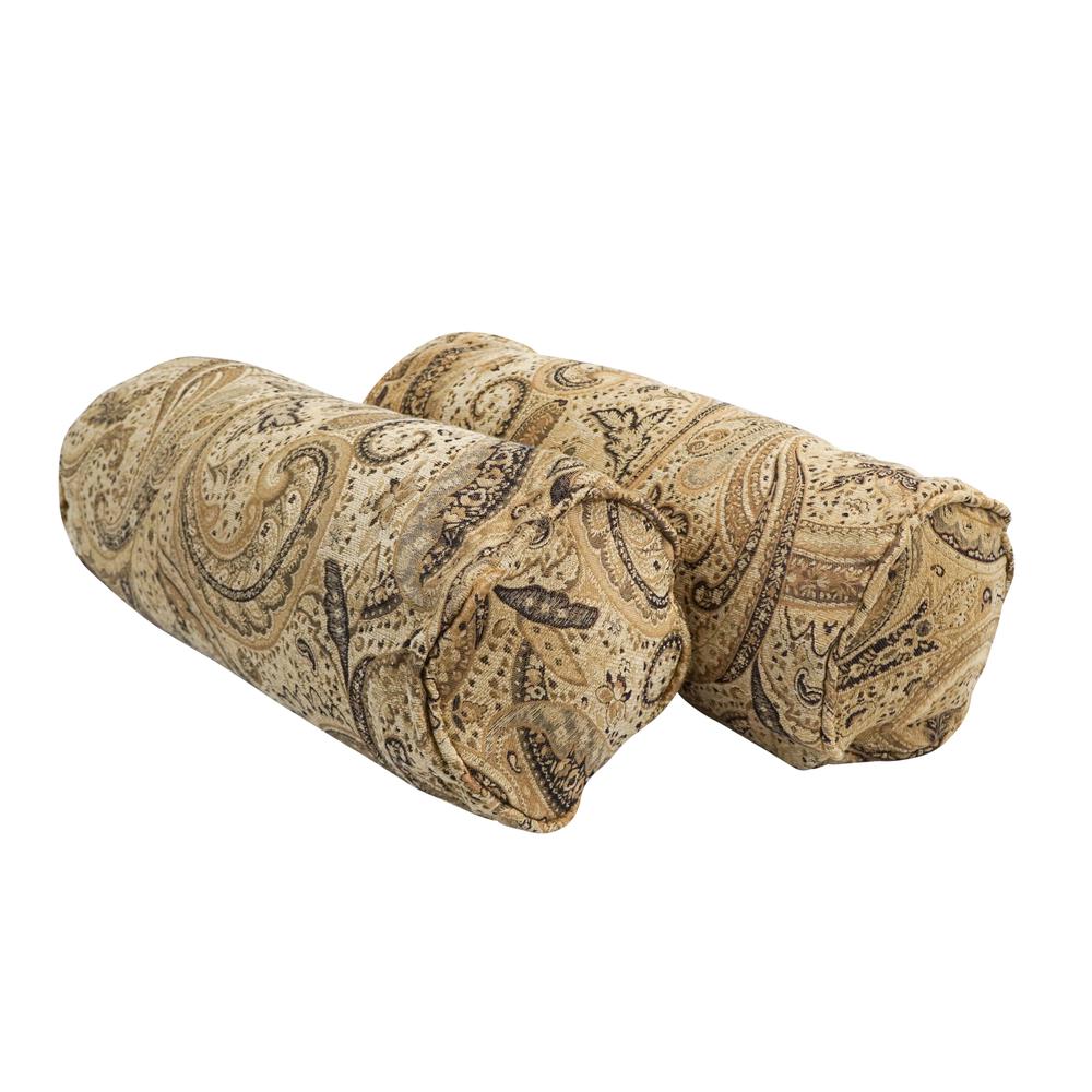 20-inch by 8-inch Double-corded Patterned Jacquard Chenille Bolster Pillows with Inserts (Set of 2)  9814-CD-S2-JCH-CO-35. Picture 1