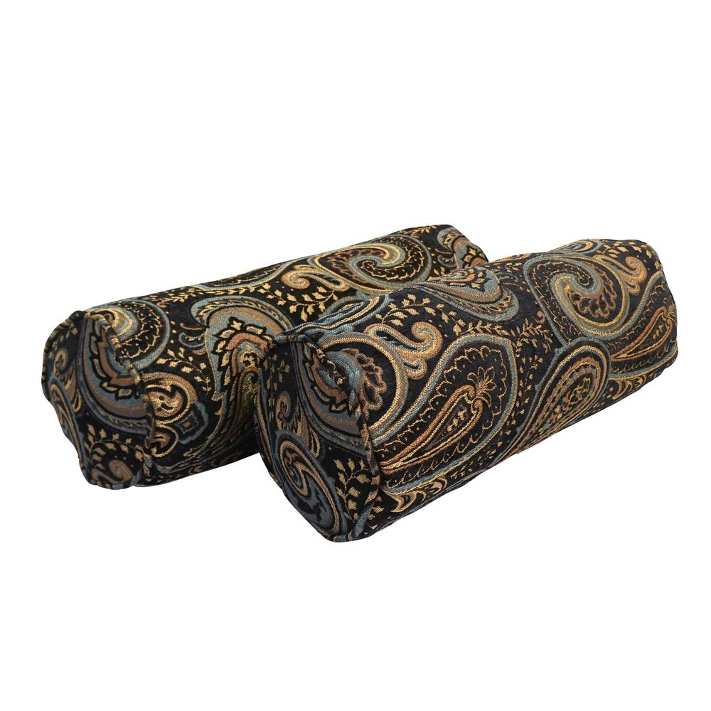 20-inch by 8-inch Double-corded Patterned Jacquard Chenille Bolster Pillows with Inserts (Set of 2)  9814-CD-S2-JCH-CO-41. Picture 1