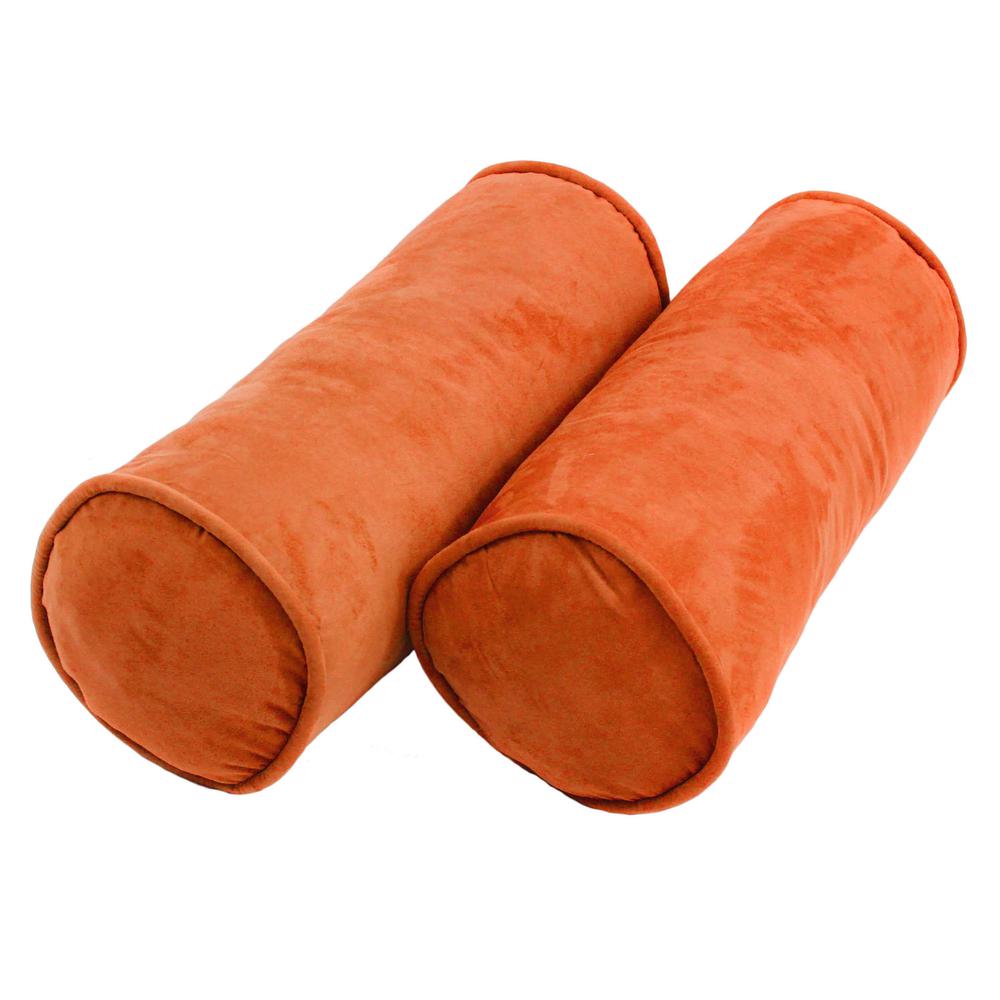 20-inch by 8-inch Double-corded Solid Microsuede Bolster Pillows with Inserts (Set of 2)  9814-CD-S2-MS-TD. Picture 1