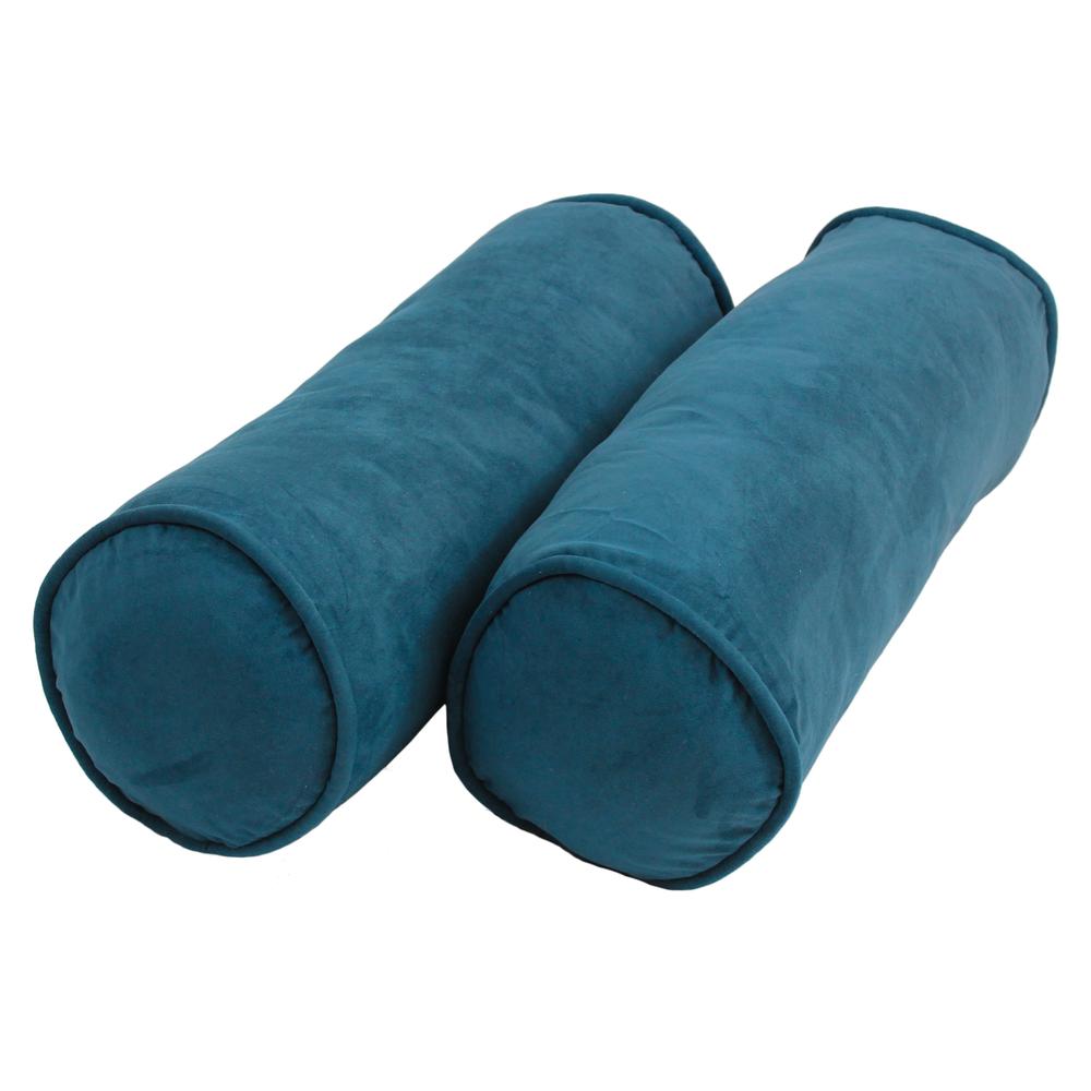 20-inch by 8-inch Double-corded Solid Microsuede Bolster Pillows with Inserts (Set of 2)  9814-CD-S2-MS-TL. Picture 1