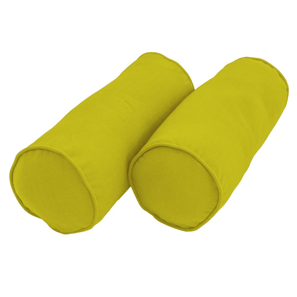 20-inch by 8-inch Double-corded Solid Twill Bolster Pillows with Inserts (Set of 2), Mojito Lime. Picture 1