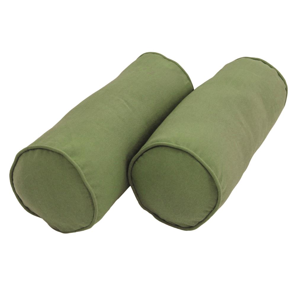 20-inch by 8-inch Double-corded Solid Twill Bolster Pillows with Inserts (Set of 2), Sage. Picture 1